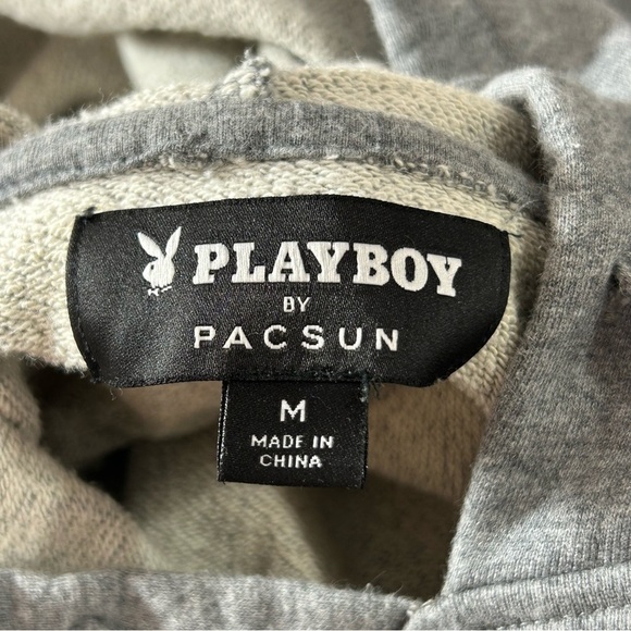 Playboy By Pacsun Hoodie Sweatshirt Gray White Metallic Gold Size Medium - Picture 2 of 7